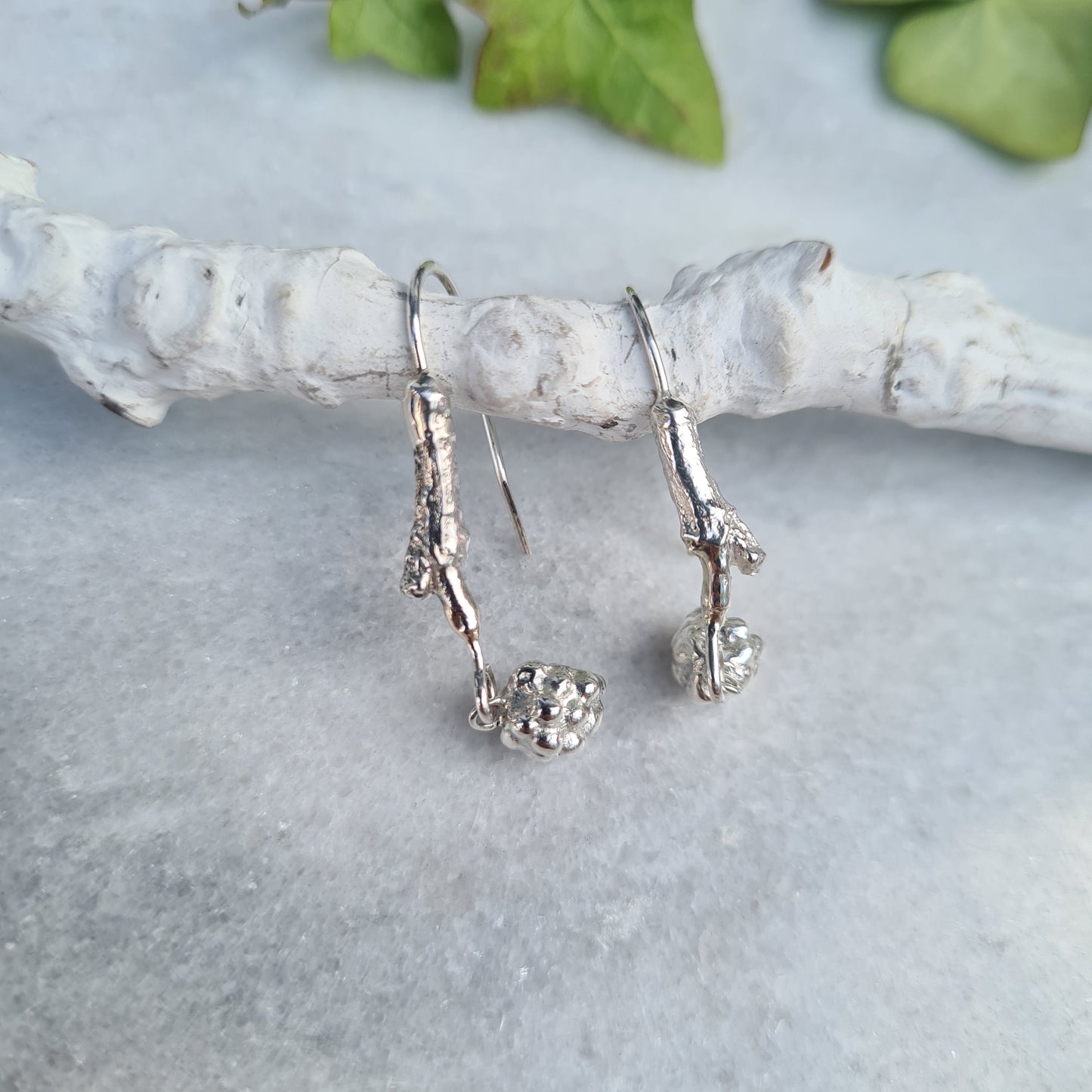 Bramble Drop Earrings - Recycled Sterling Silver