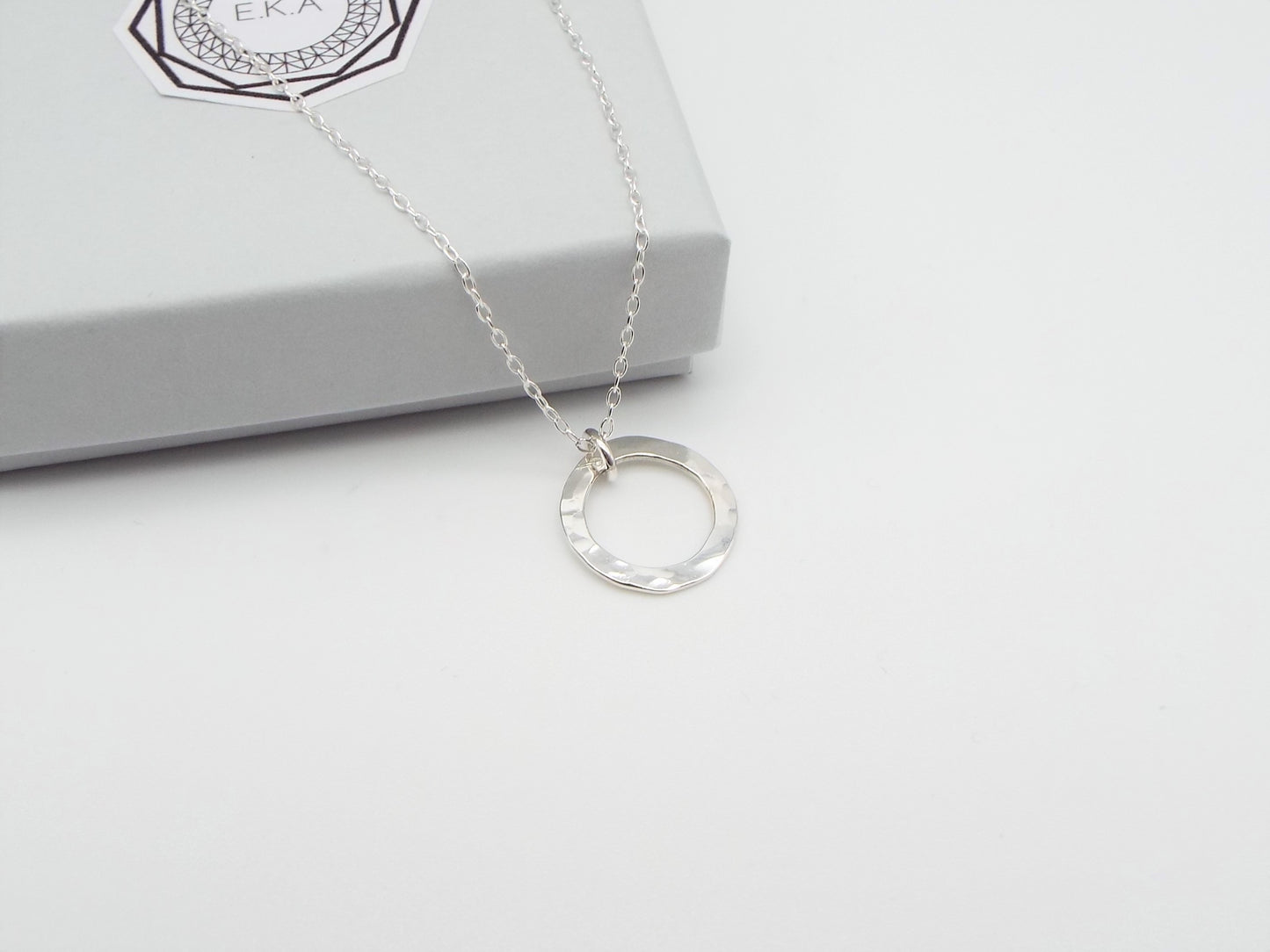 Hammered Silver Circle Necklace