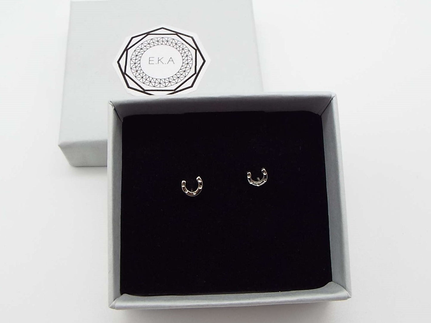 Silver Horseshoe Stud Earrings