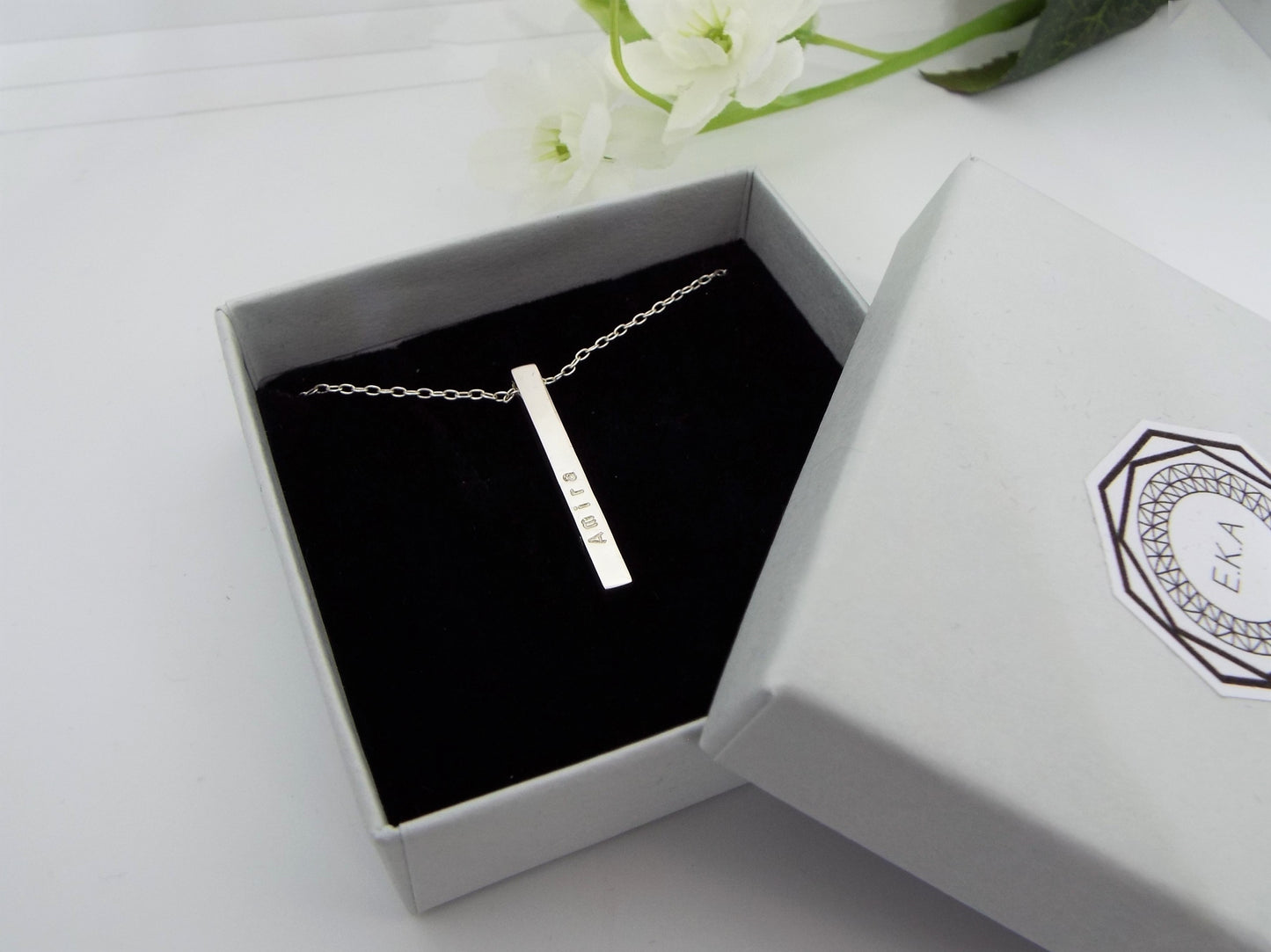 Sterling Silver Bar Pendant Necklace - Personalised