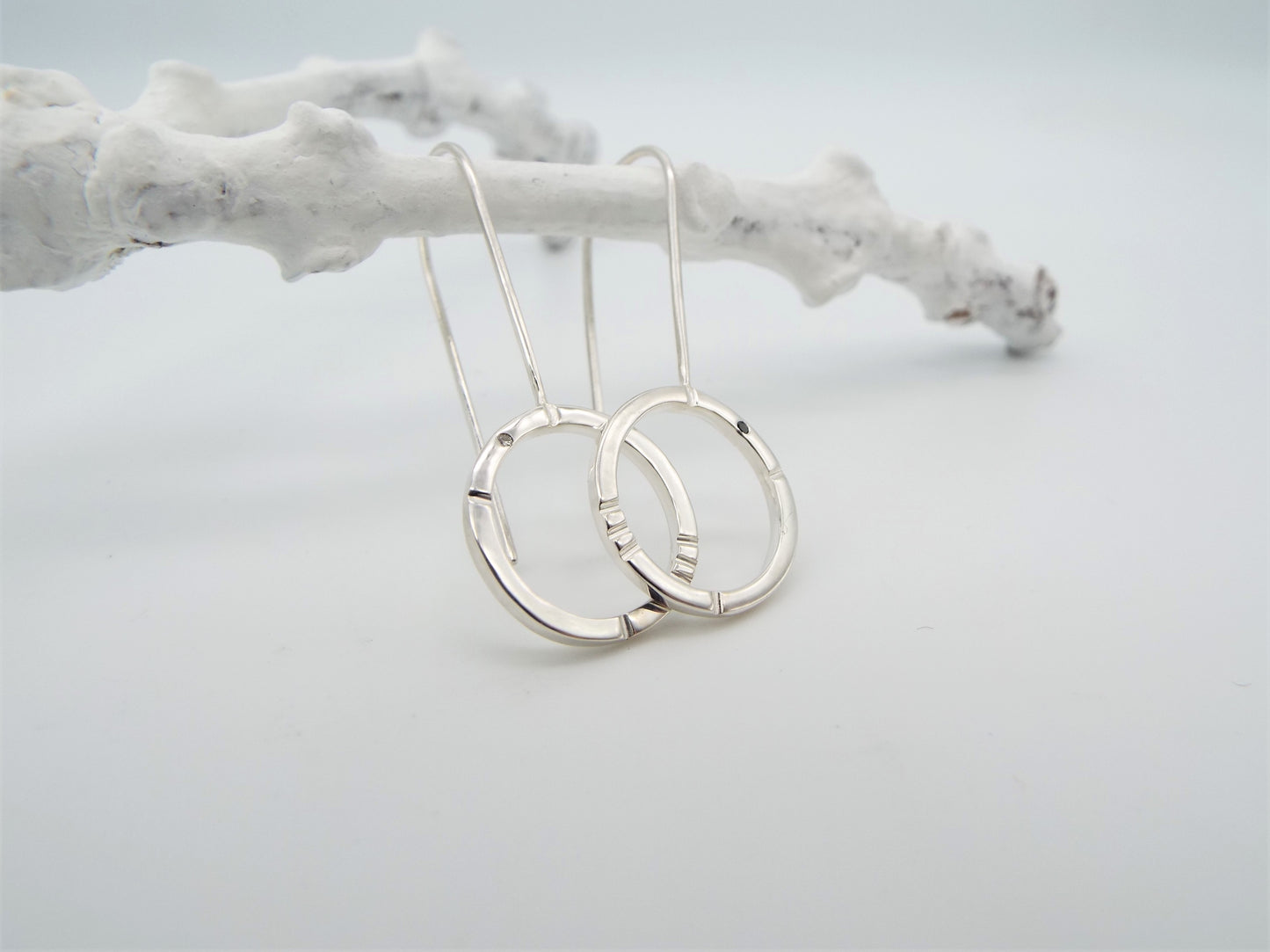 Phases Sterling Silver and Diamond Drop Earrings