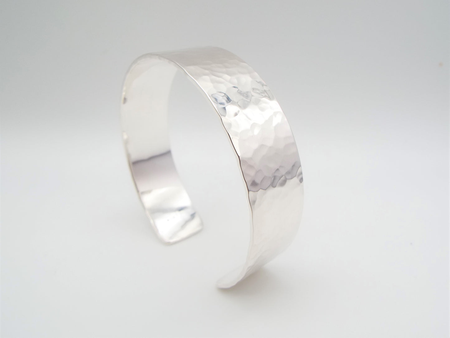 Hammered Silver Cuff Bracelet Wide - Personalised