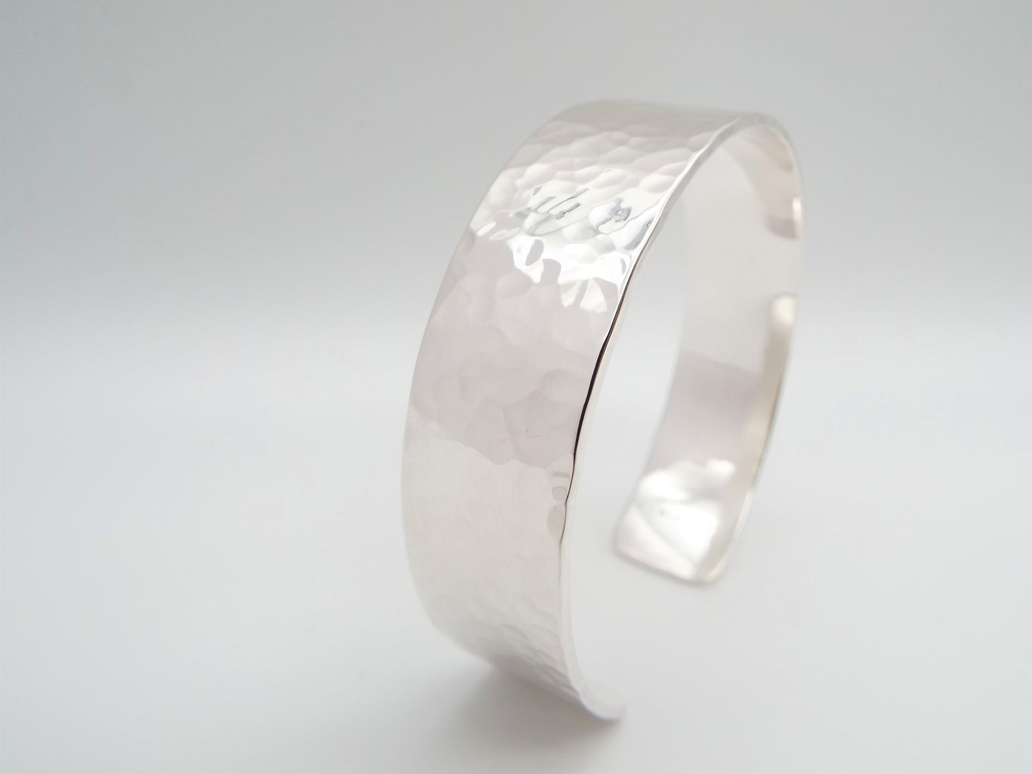 Hammered Silver Cuff Bracelet Wide - Personalised