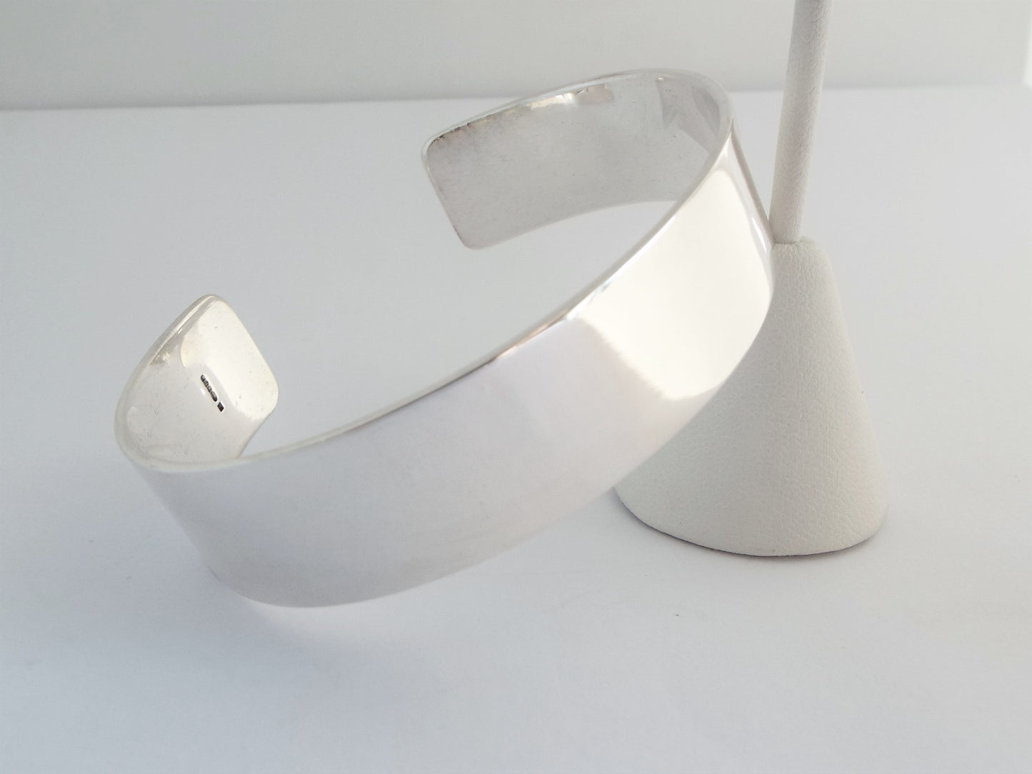 Smooth Polished Silver Cuff Bracelet Wide - Personalised