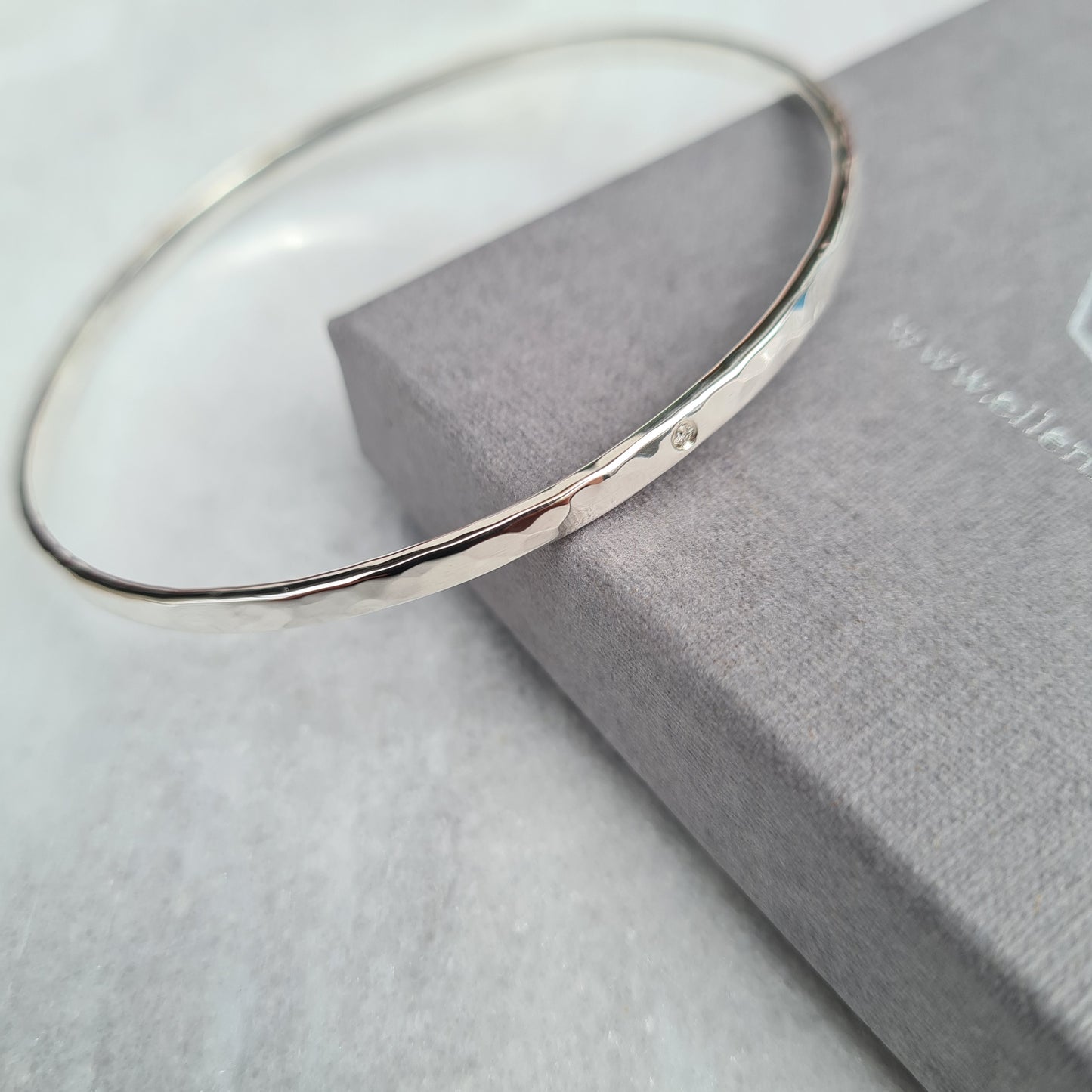 Recycled Sterling Silver and Diamond Bangle