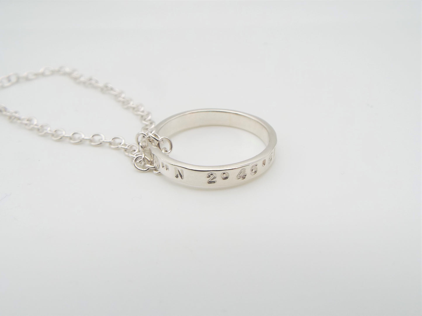 GPS Coordinates Ring Pendant Necklace - Sterling silver
