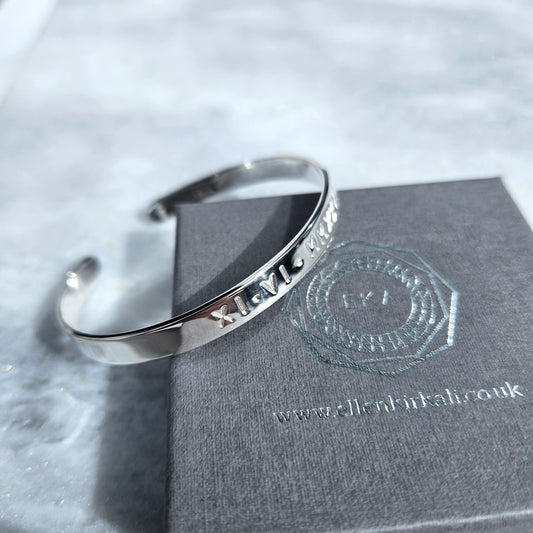 Sterling Silver Cuff Bracelet Smooth Polished - Personalised