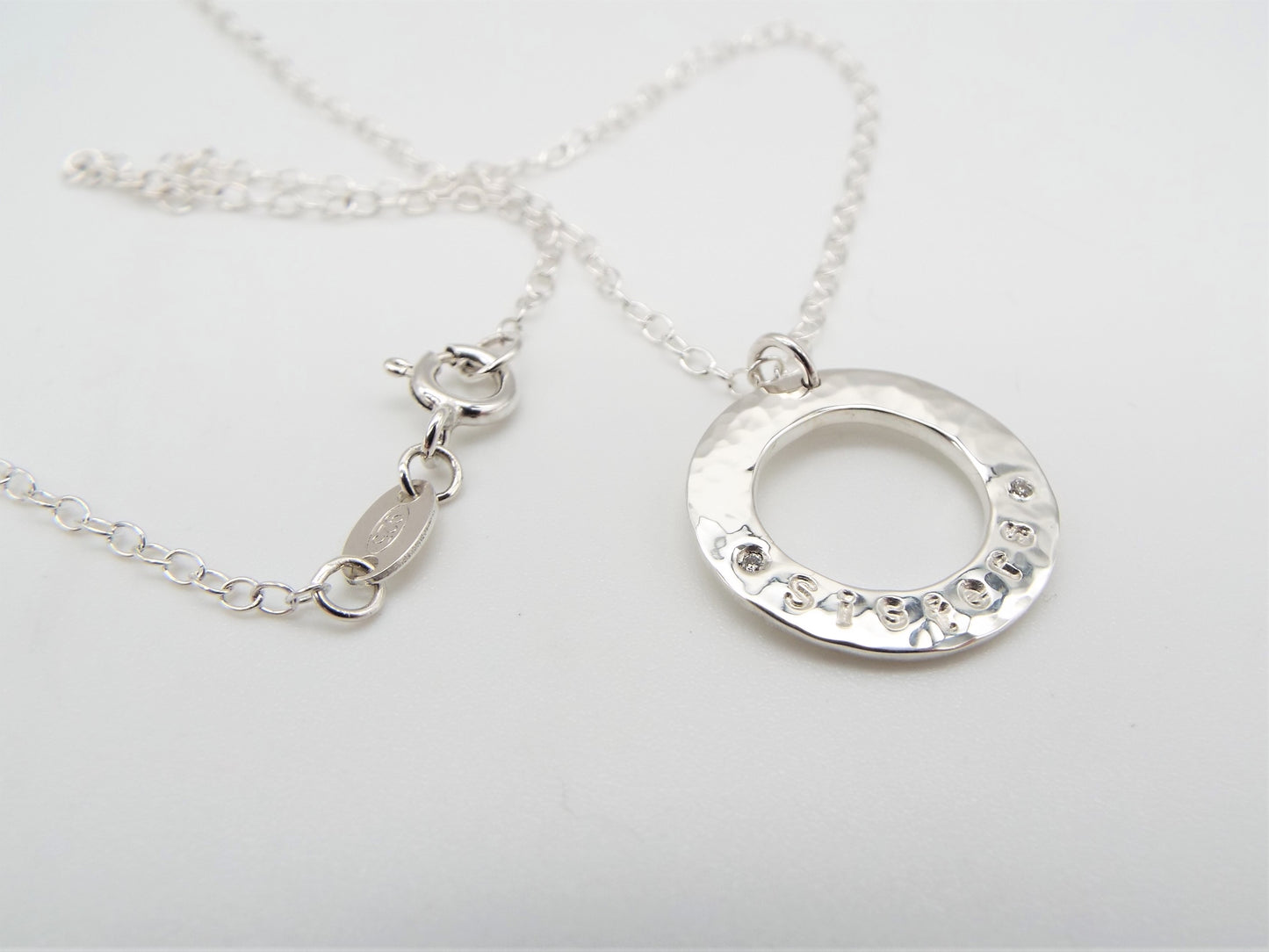 Silver and DIamond Pendant Necklace - Personalised