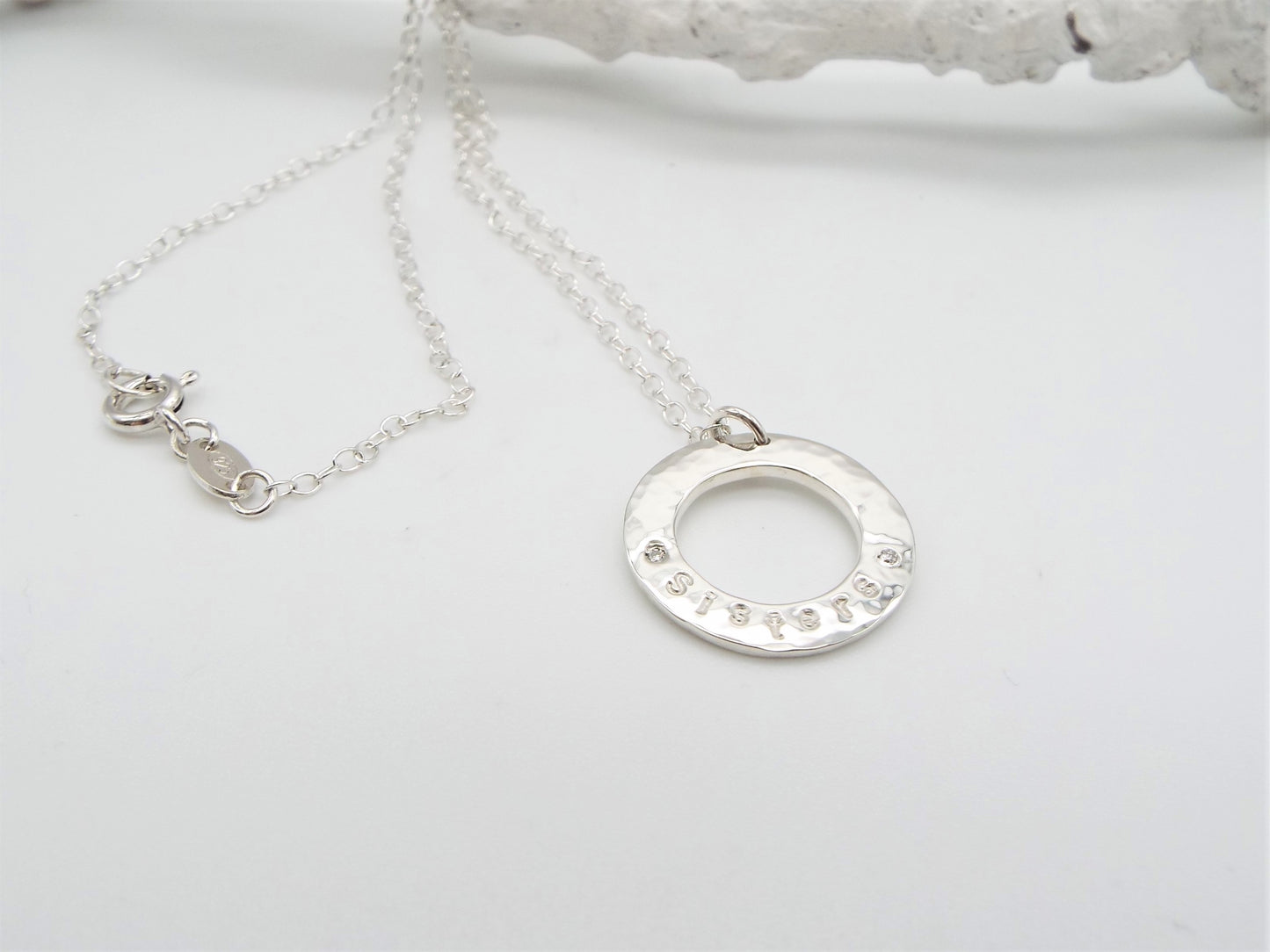 Silver and DIamond Pendant Necklace - Personalised