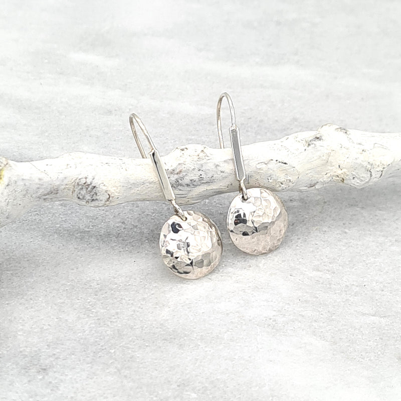 Meteor - Hammered Disc Drop Earrings