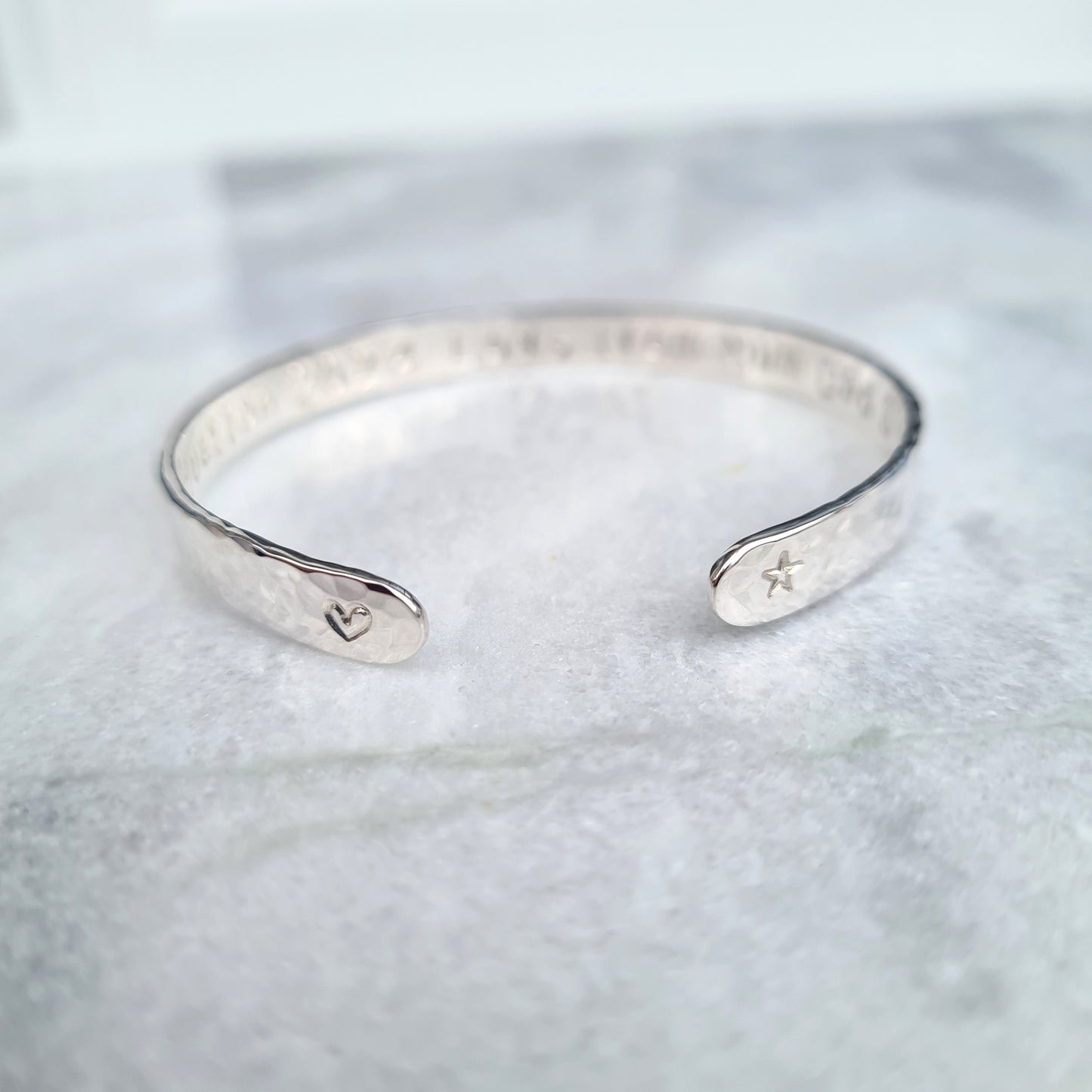 Hammered Sterling Silver Cuff Bracelet - Personalised