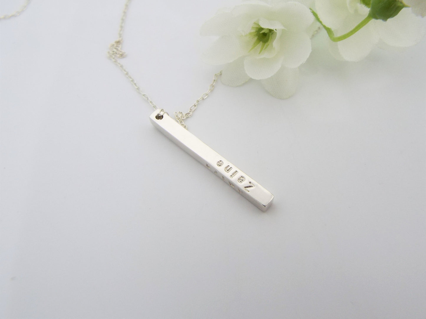 Sterling Silver Bar Pendant Necklace - Personalised