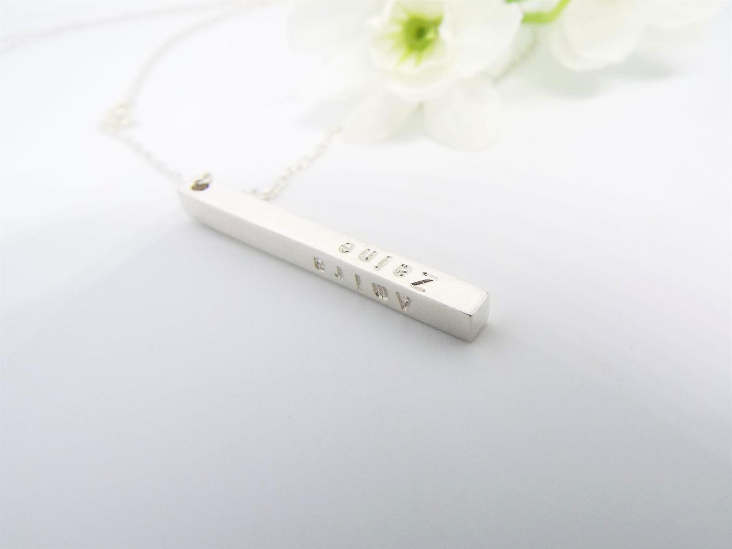 Sterling Silver Bar Pendant Necklace - Personalised