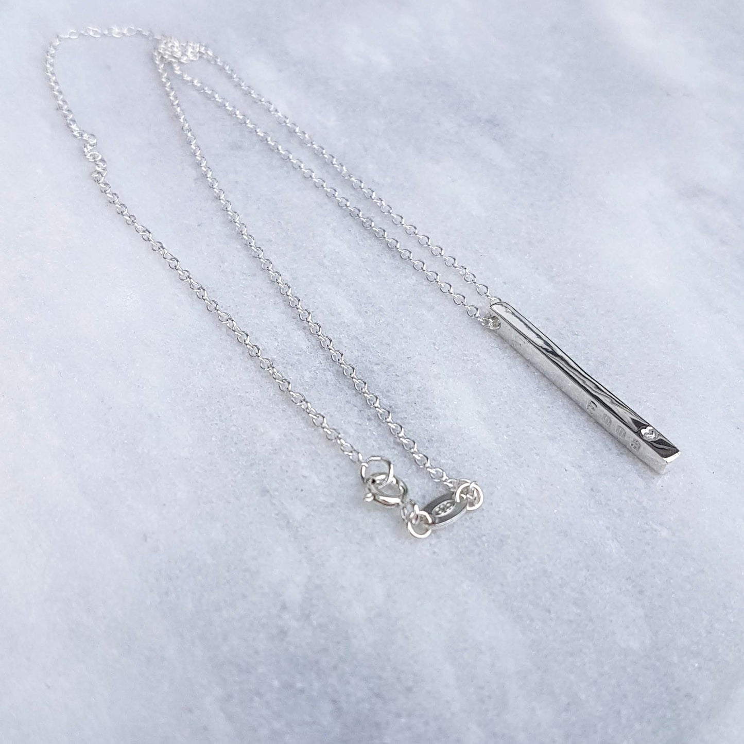 Sterling Silver Bar Pendant Necklace - Personalised