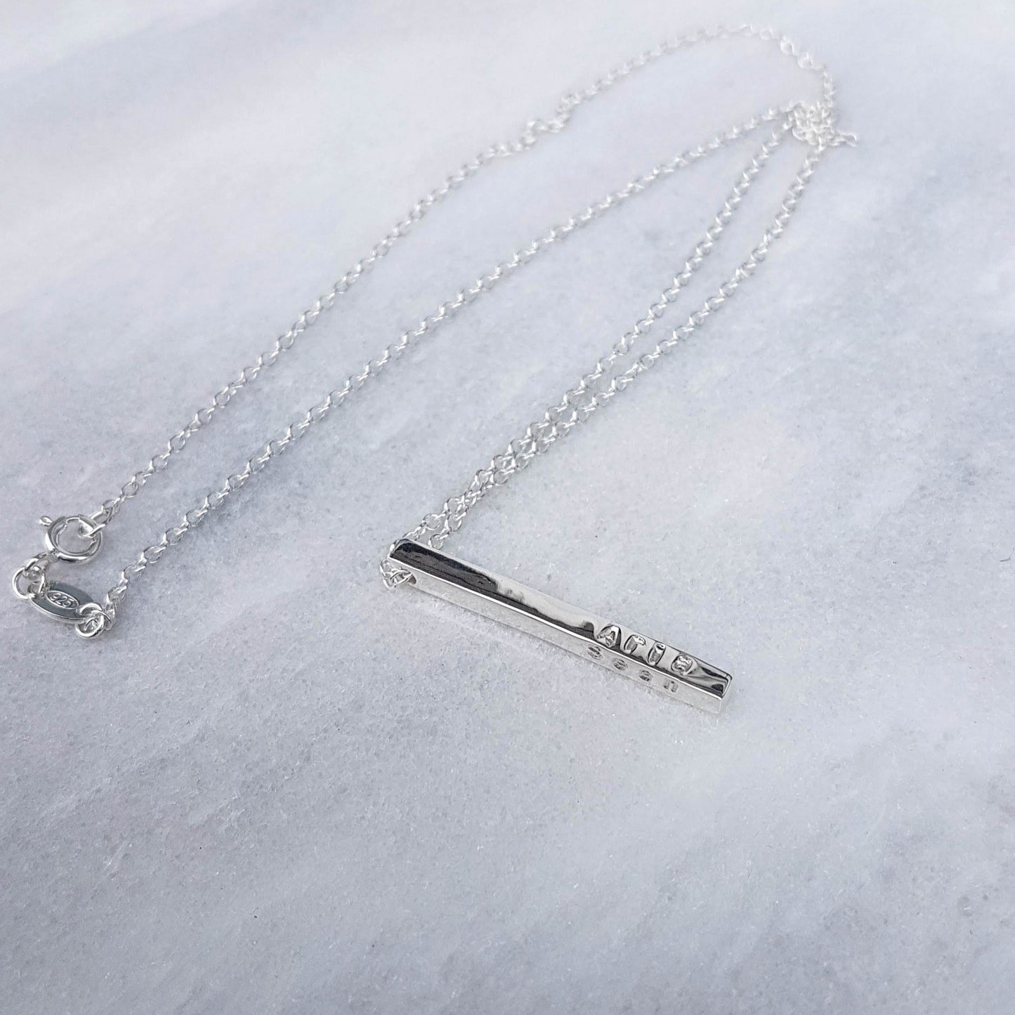 Sterling Silver Bar Pendant Necklace - Personalised