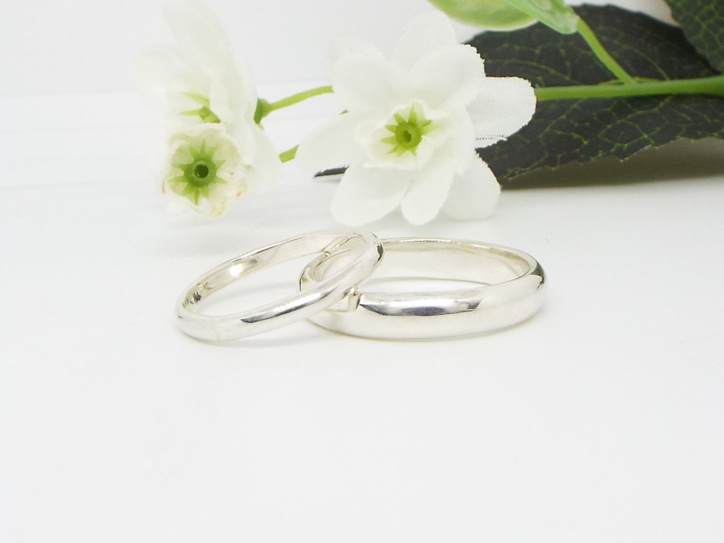 Silver Ring Set - D shaped -smooth finish