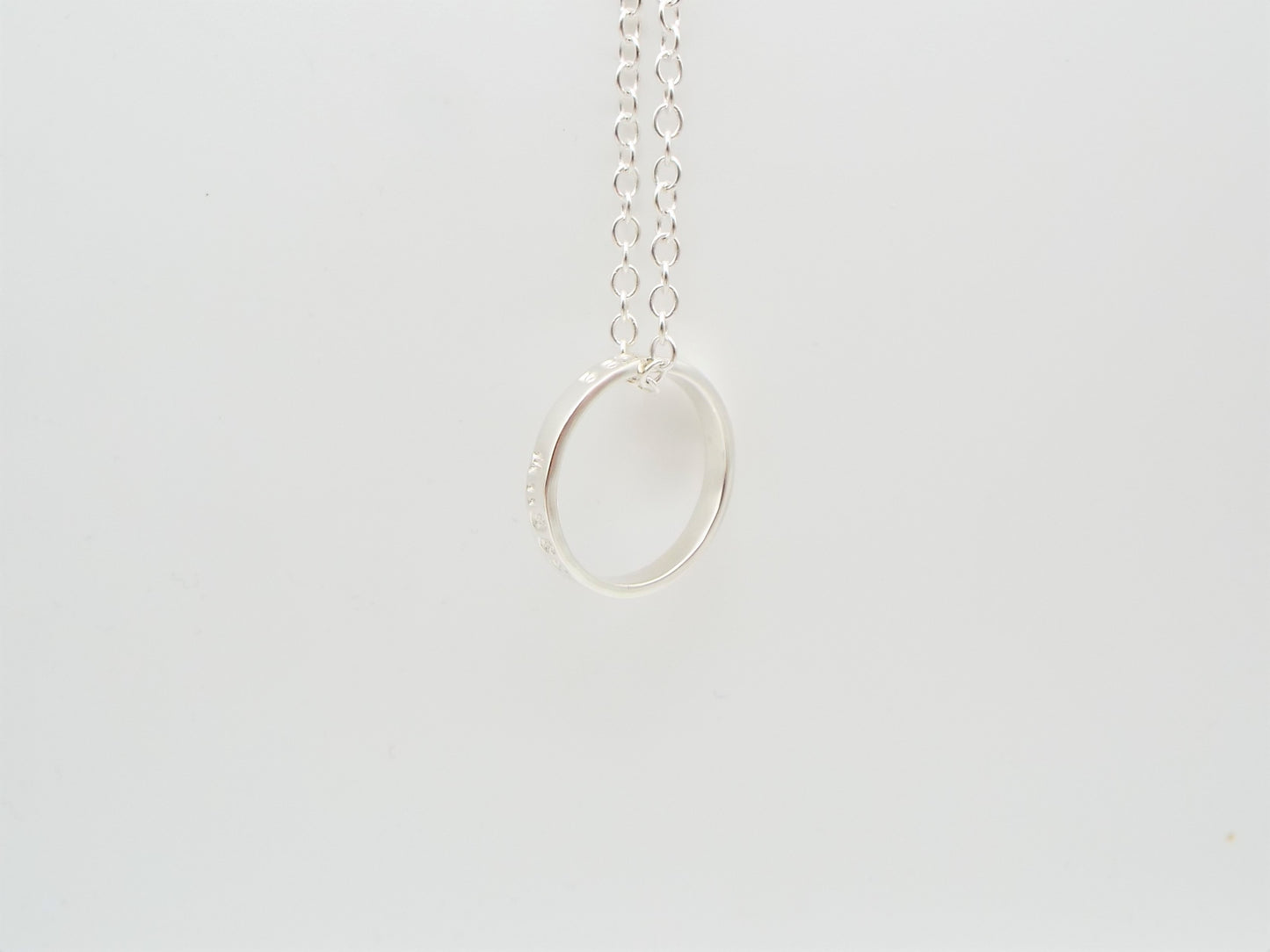 GPS Coordinates Ring Pendant Necklace - Sterling silver