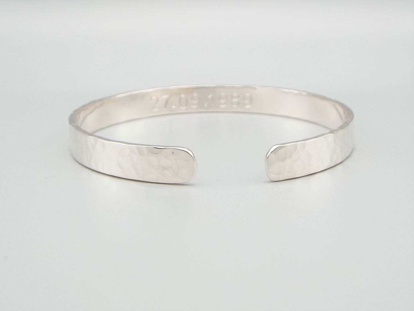 Hammered Sterling Silver Cuff Bracelet - Personalised