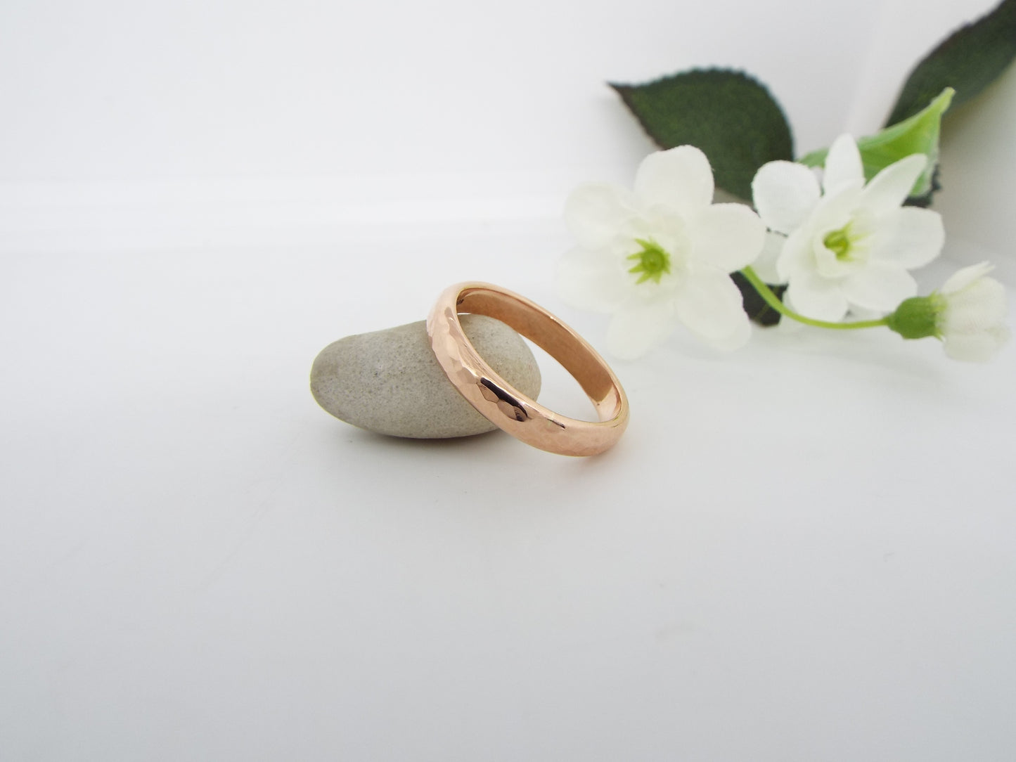 Hammered Rose Gold - Wide Wedding Ring